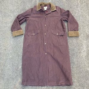 L.l. Bean brown fleece lined corduroy trim Long Barn Coat trench